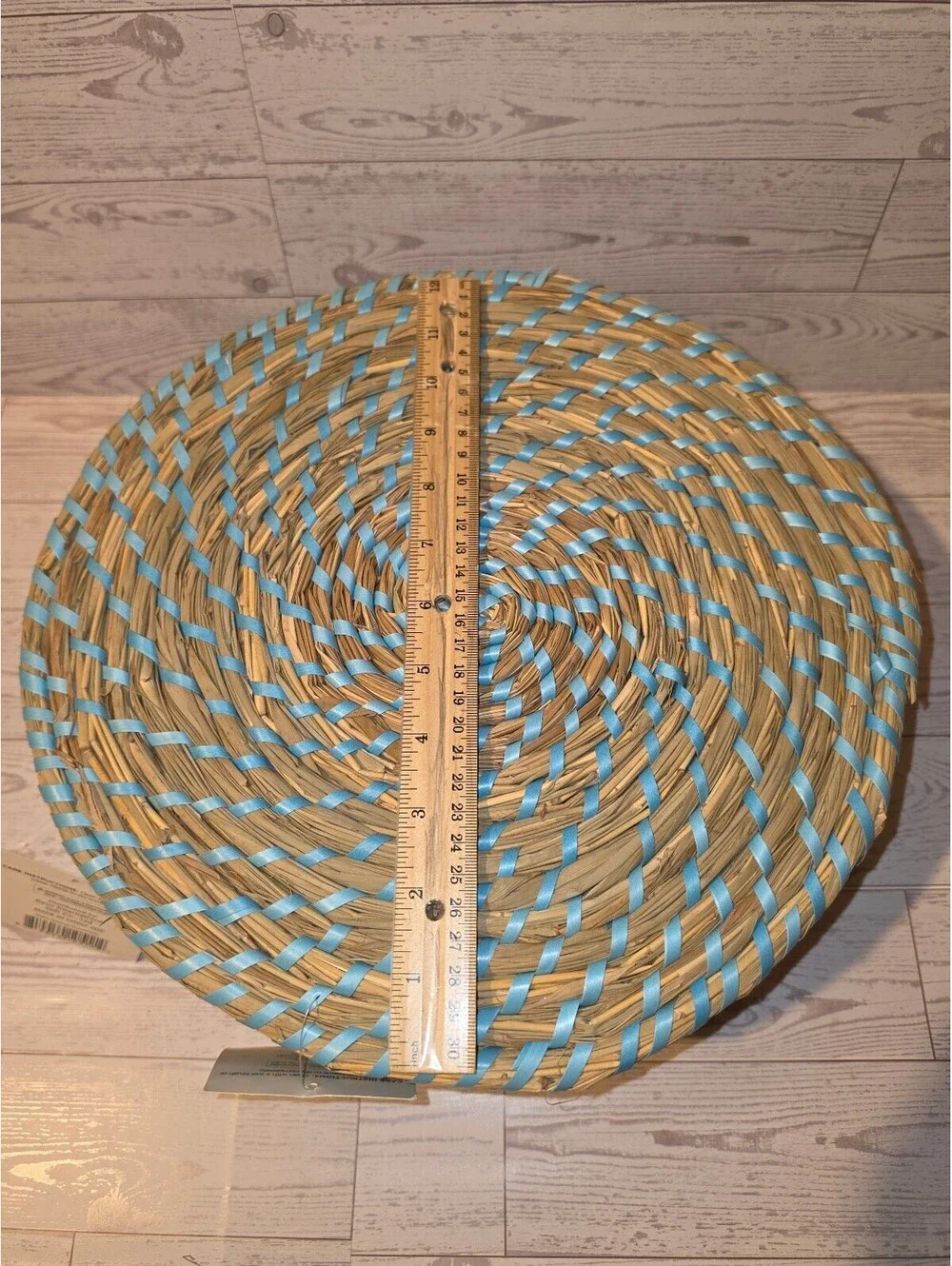 Palm Springs Pool Party Set of 8 Round Woven Placemats Blue Natural Boho
